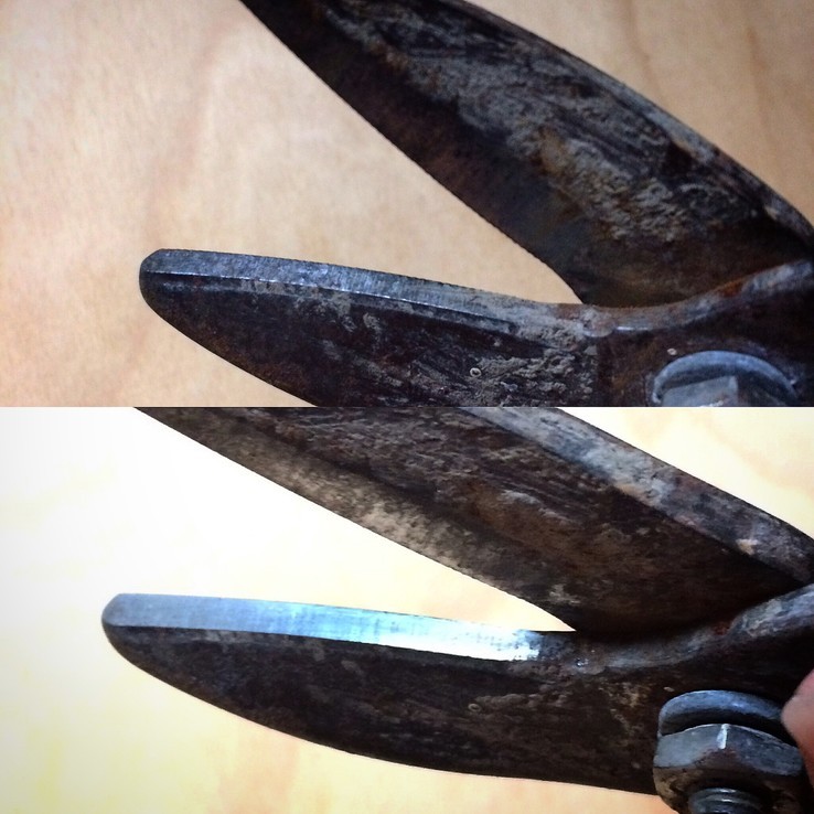 Garden Tool Sharpening before & After